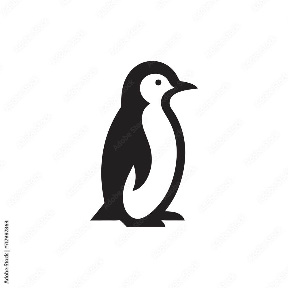 Obraz premium Antarctic Rhapsody: Penguin Silhouette Series Composing a Musical Overture of Harmony in the Polar Region - Penguin Illustration - Penguin Vector 