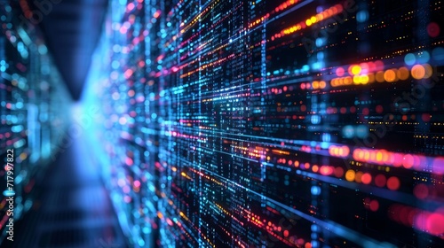futuristic digital data codes flow background