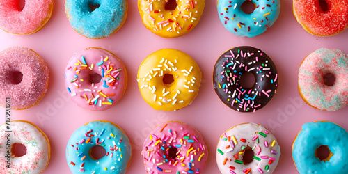 Satisfy Your Sweet Tooth with a Captivating Collection of Donuts Featuring Various Flavors ,Irresistible Delights © AA