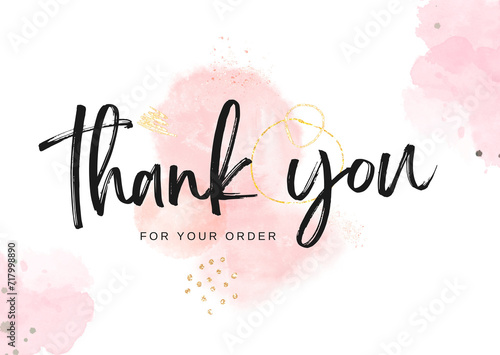 Pink Thank you for your order card design.Thanks card for online business. Vector design