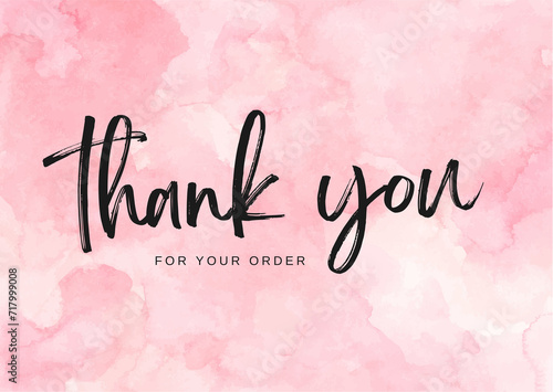 Pink Thank you for your order card design.Thanks card for online business. Vector design