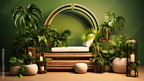 Green Plant and Chair in Modern Interior  Home Decor Design  Room with Nature Elements  House Style