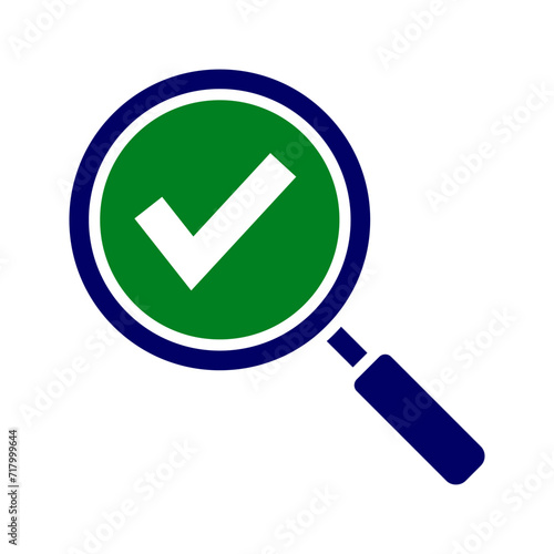 magnifying glass with checkmark icon vector