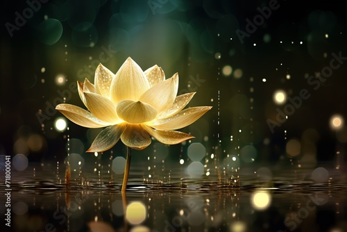 The lotus flower is golden white, very beautiful, with just the right amount of light