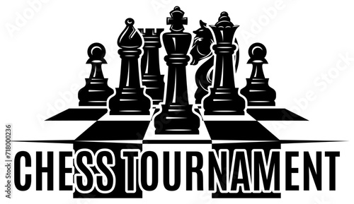Stylish template for design from chess placed on a board. Set of elements for design
