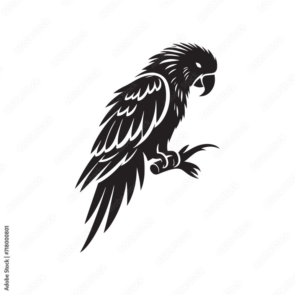 Obraz premium Tropic Twilight: Parrot Silhouette Series Capturing the Mystical Transition from Day to Night - Parrot Illustration - Parrot Vector