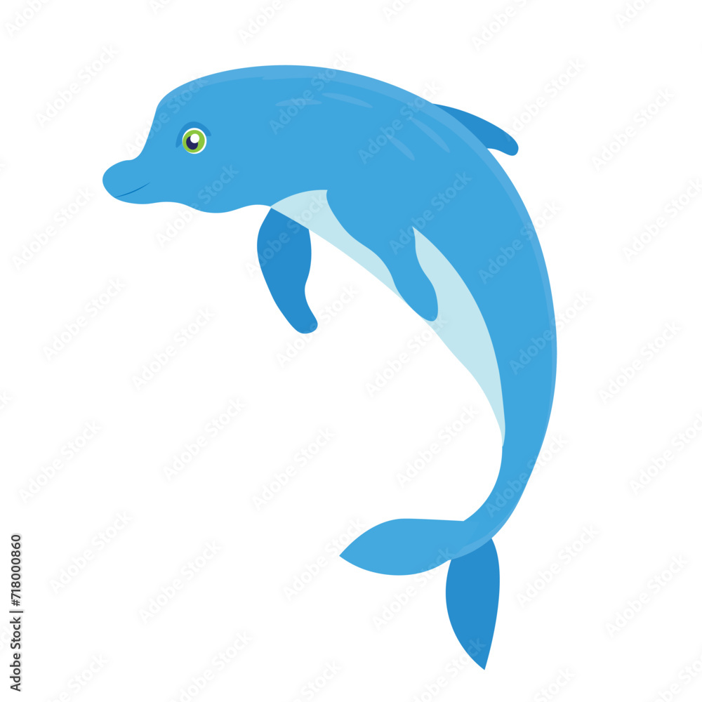 Dolphin. Flat vector illustration. Elements suitable for animation. Dolphin. Flat vector illustration. Elements suitable for animation.