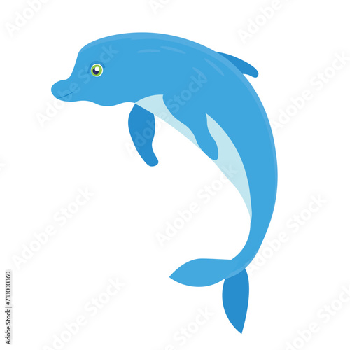 Dolphin. Flat vector illustration. Elements suitable for animation. 
