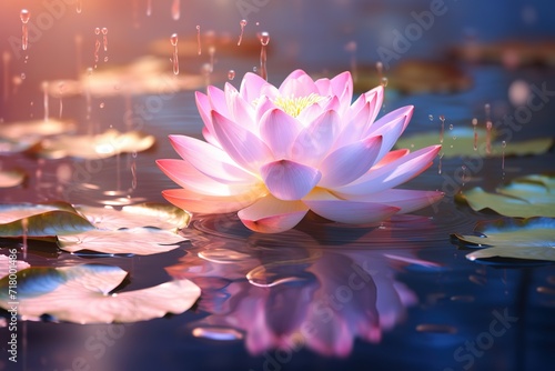 The lotus flowers are pink  very beautiful  with just the right amount of light