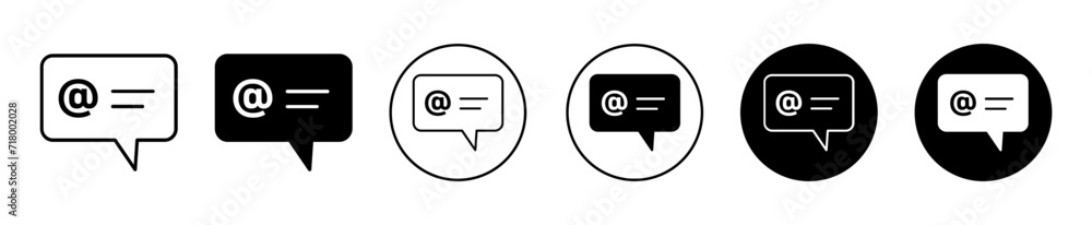 Mentions vector icon set collection. Mentions Outline flat Icon. Mentions vector icon set collection. Mentions Outline flat Icon.