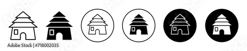 Mud hut vector icon set collection. Mud hut Outline flat Icon. photo