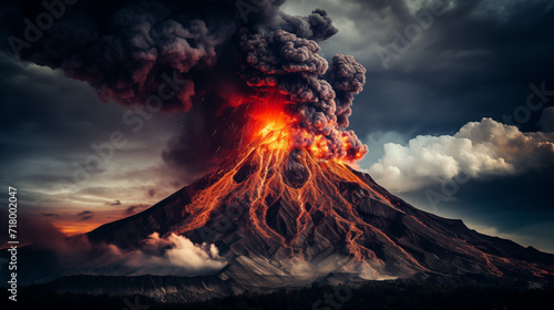 Close up volcano eruption