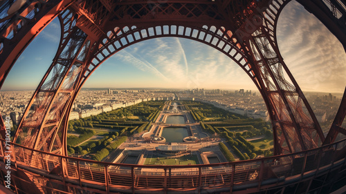 Fotografie, Obraz Eiffel tower famous landmark in Paris French.