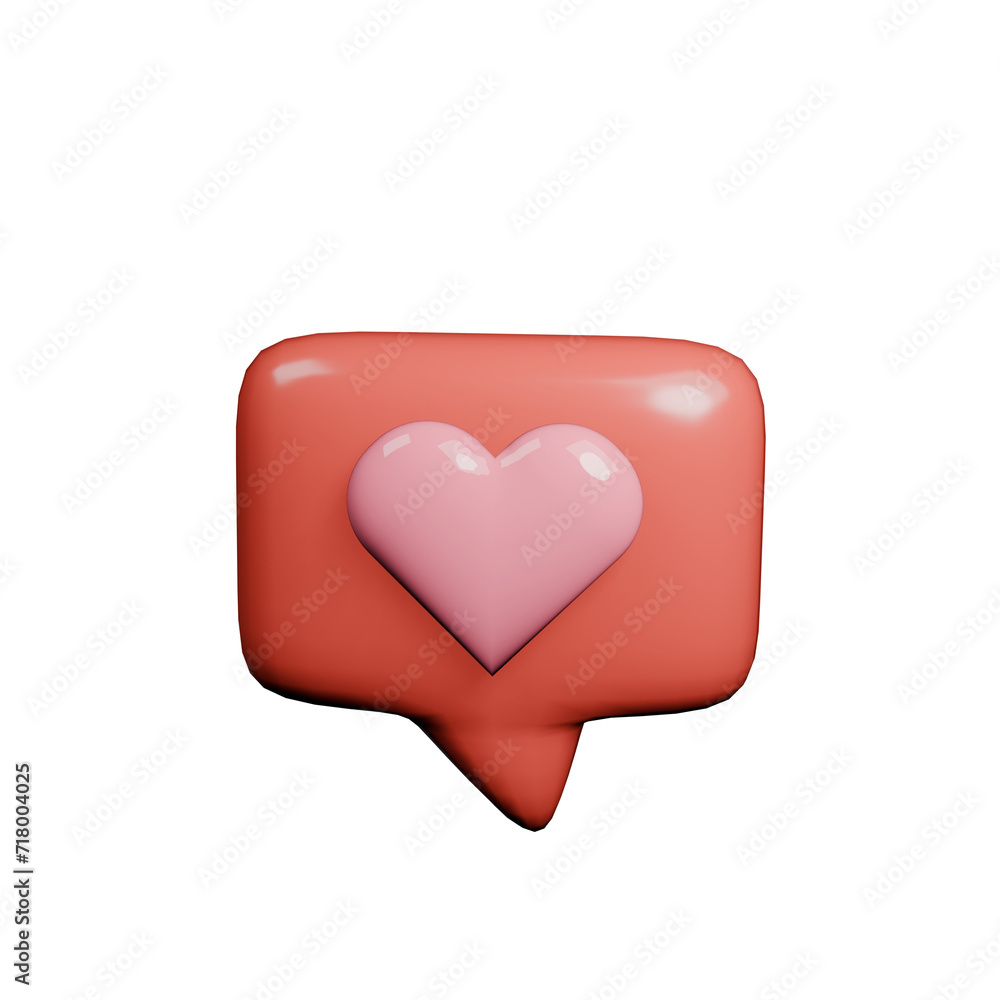 heart icon messenger valentine day 3D asset transparent background for design heart icon messenger valentine day 3D asset transparent background for design