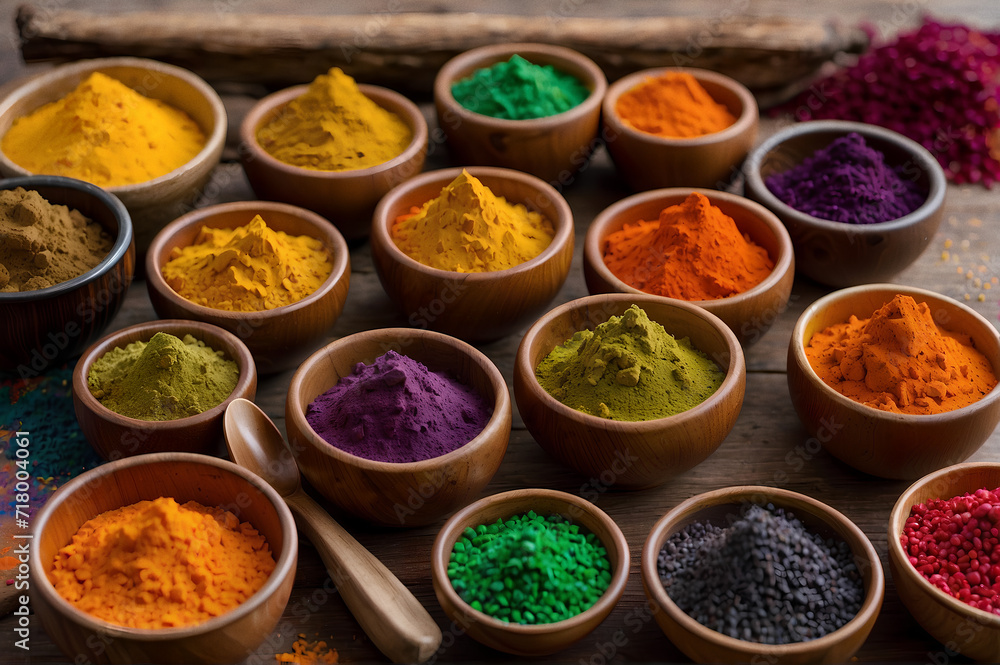 Holi colorful powder. Holi festival banner. Holi party poster or background Holi colorful powder. Holi festival banner. Holi party poster or background