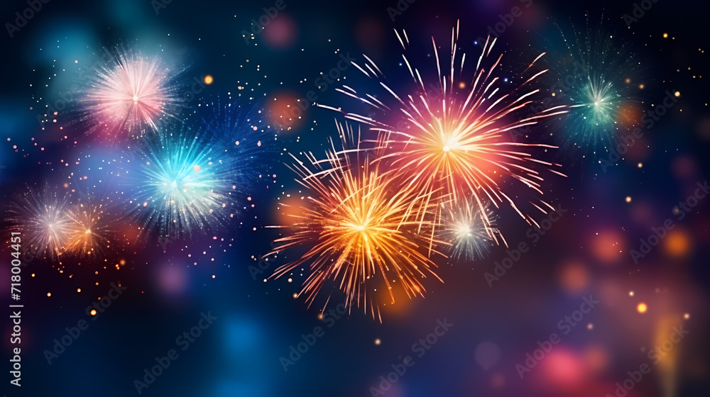 Beautiful fireworks background at night for holiday decoration Beautiful fireworks background at night for holiday decoration
