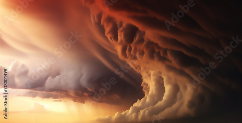 sunset over the desert with dramatic storm clouds