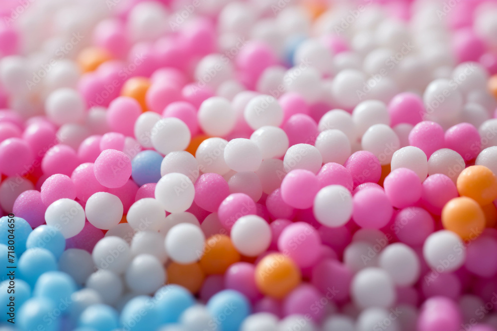 There were piles of colorful beads. There were piles of colorful beads.
