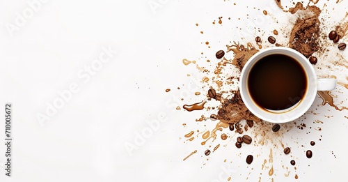 Cup of coffee on brown splash. generative AI