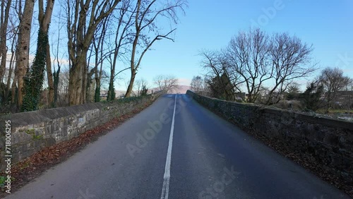 Rural road Ireland at Kilsheelan tipperary on a cold winter morning photo