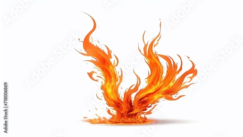 Orange flame magic fire on white background