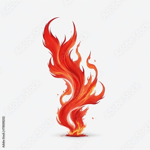 Red flame magic fire on white background