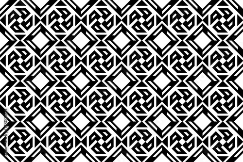 Seamless repeating monochrome seamless pattern. Mosaic ornamental decorative black and white pattern