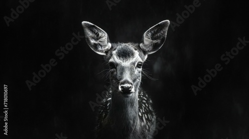 a black and white photo of a deer
