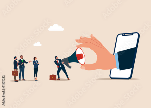 Compete for business marketing. Have lively discussion. Flat vector illustration