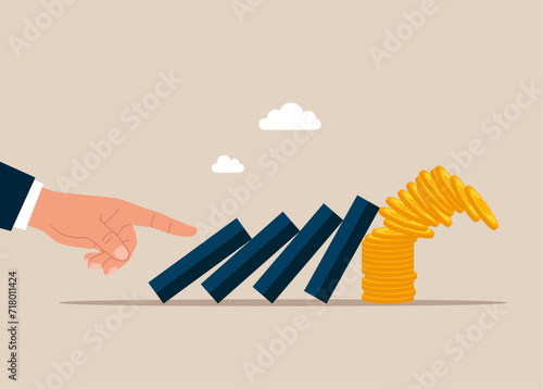 Financial crisis and Global economic money problem. Risk and crisis management. Defeat or failure in foreign exchange market. Vector illustration