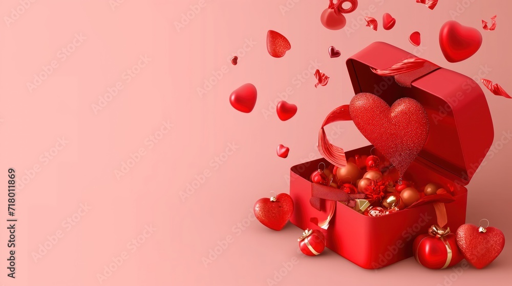 VALENTINE'S DAY BACKGROUND, BLANK PAPER, HEARTS, CLEAN BOX BACKGROUND, HEART BALLOONS