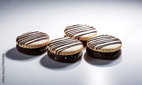 Several cookies with various flavors in the photo on a white background. generative AI