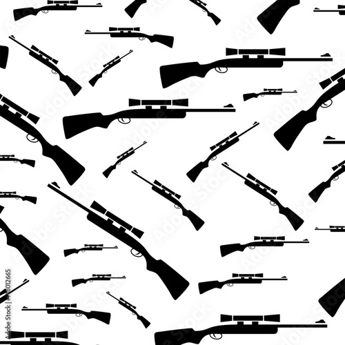Hunting rifle Seamless pattern isolated on white background photo