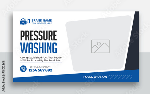 Pressure Washing Service youtube thumbnail and web banner template design