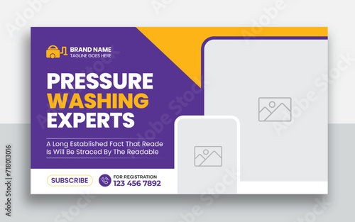 Pressure Washing Service youtube thumbnail and web banner template design