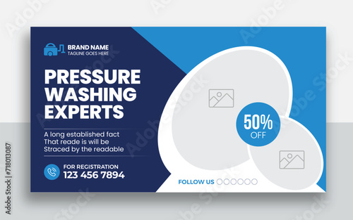 Pressure Washing Service youtube thumbnail and web banner template design