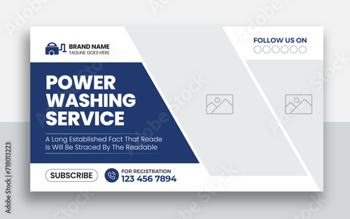 Pressure Washing Service youtube thumbnail and web banner template design