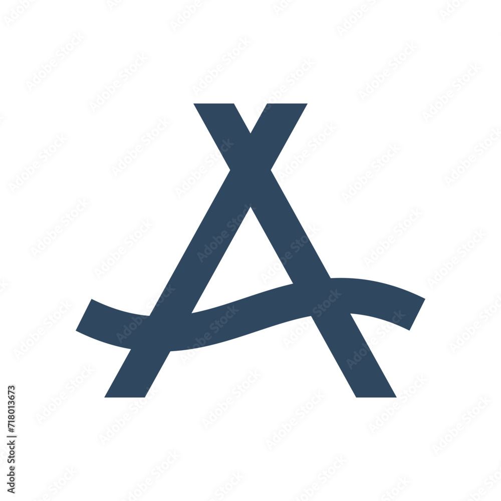 Fototapeta premium Tipi or teepee with water wave line symbol forming letter A simple icon great for t-shirt or framed print