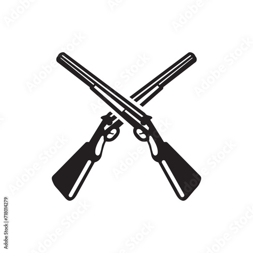 Two pair of rifles or shotgun cross black and white silhouette can be used for company that does hunting activity, outdoor, gun stores or any veteran own company