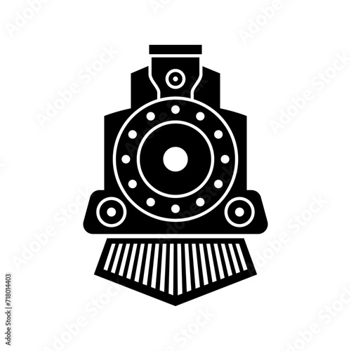 Vintage Old Locomotive Engine icon or logo Design Vector