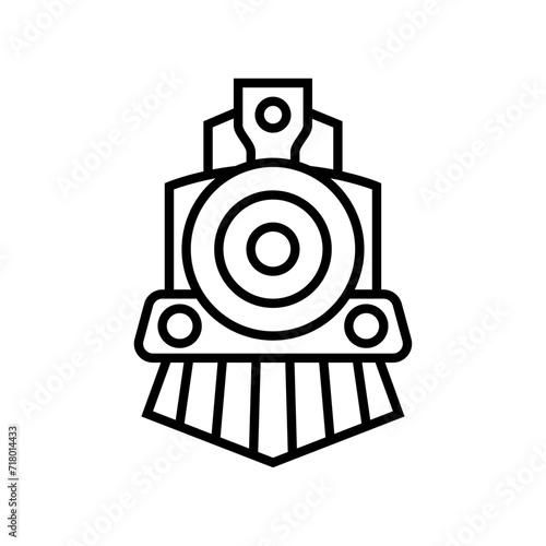 Vintage Old Locomotive Engine icon or logo Design Vector