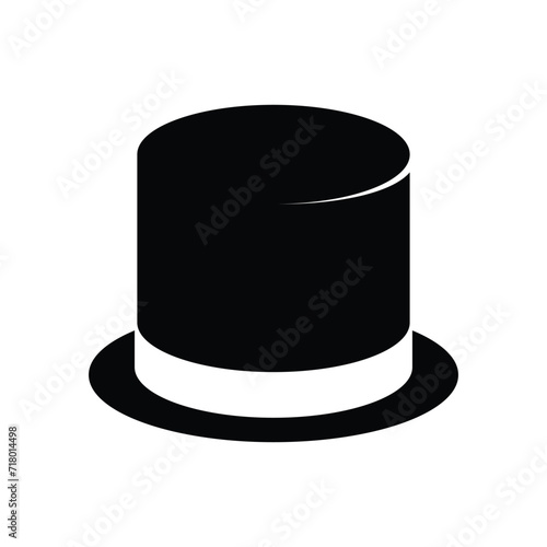 Simple black and white silhouette of top hat or high hat or topper, an old western formal dress for male that symbolize status, power and masculinity