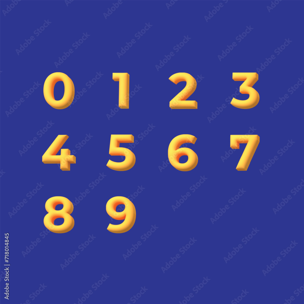 3D Numbers Gold Color 3D Numbers Gold Color