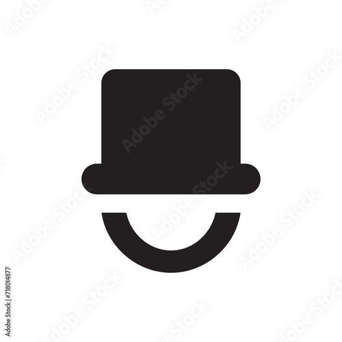 Simple black and white silhouette of top hat or high hat or topper, an old western formal dress for male that symbolize status, power and masculinity