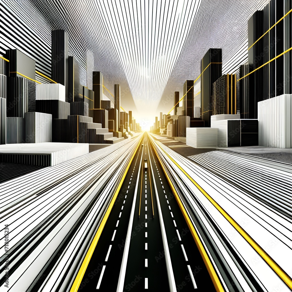 An optical illusion where parallel lines appear to converge, creating a