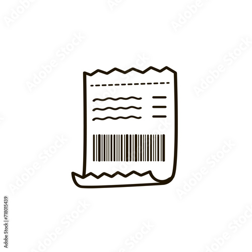 Receipt with a bar code. Doodle icon. Vector illustration for marketing and electronic commerce.