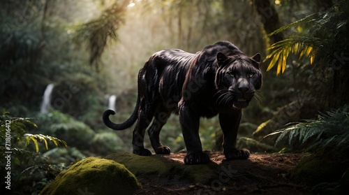 black panther in the forest photo