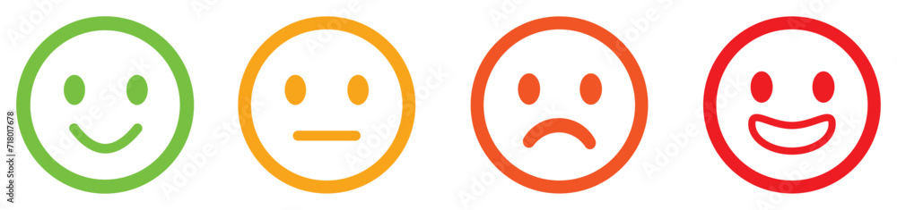 Face smile icon positive, negative and neutral opinion vector rate ...