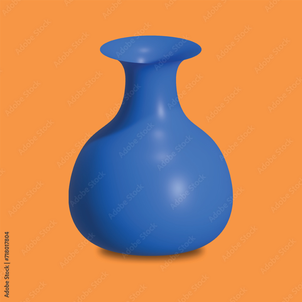 3D Vase Blue Color 3D Vase Blue Color