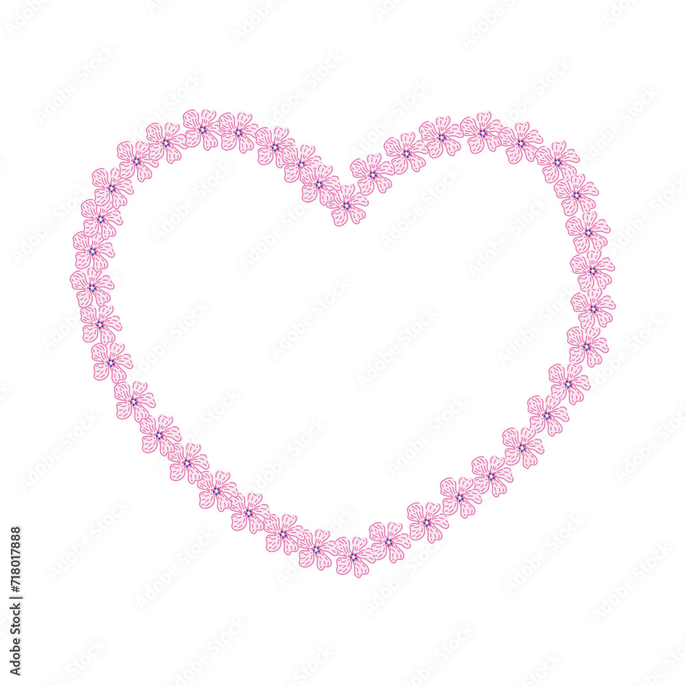 Elegant Pink Flower heart shape Frame